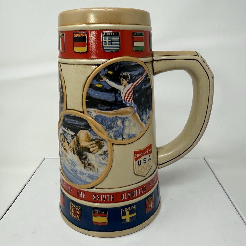 Vintage Budweiser Beer Mug Stein 1988‎ Summer Olympics Seoul XXIV Olympiad